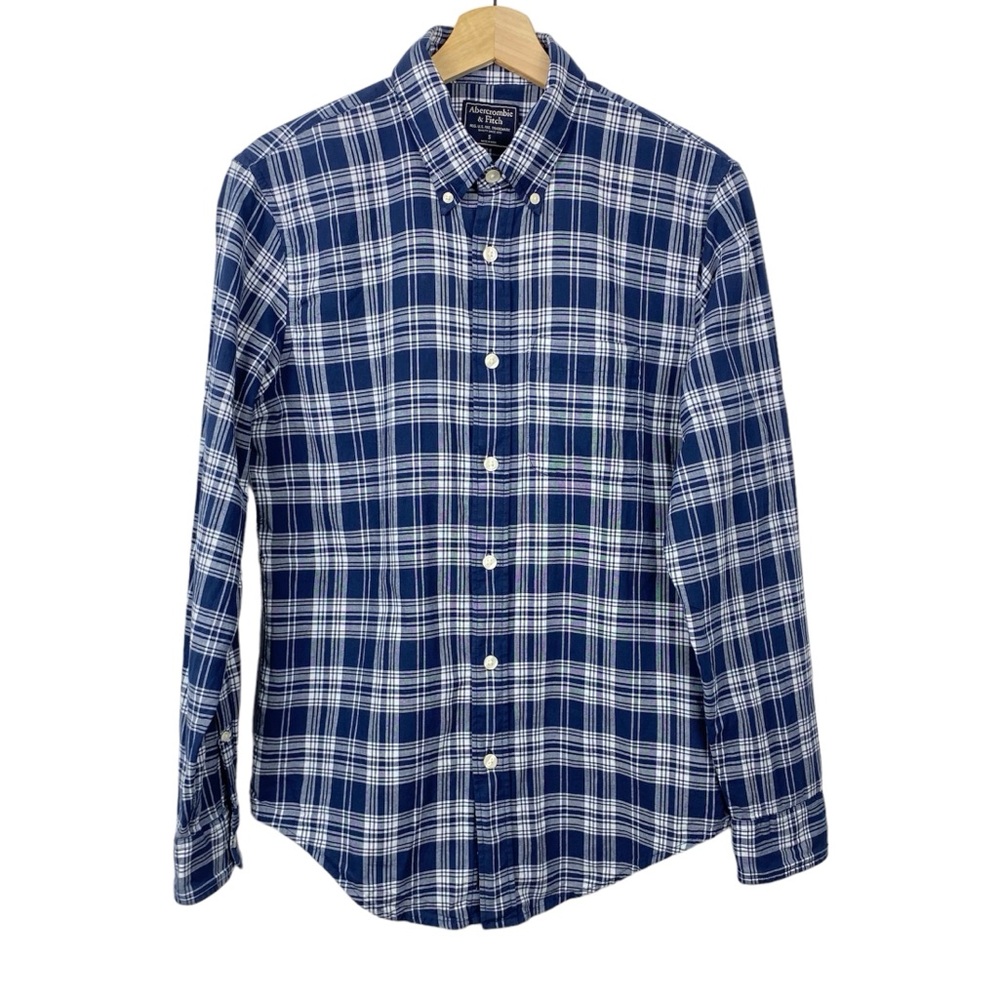ABERCROMBIE & FITCH 100% Cotton Long Sleeve Button Down Plaid Shirt, Size Small